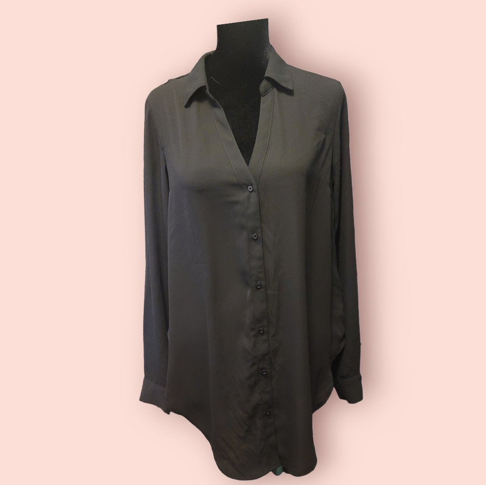 NWT Candie's Black Oversize Blouse Shirtail Hem Medium